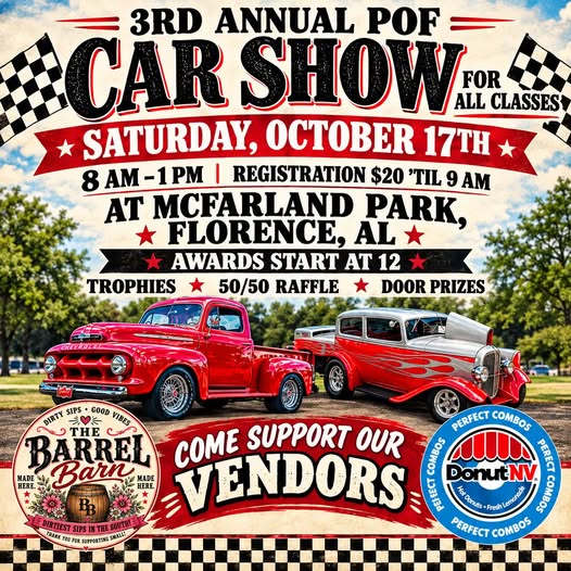 Flyer for 3rd Annual POF Car Show for All Classes