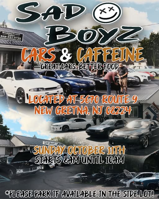 Flyer for Sad Boyz Cars & Caffeine