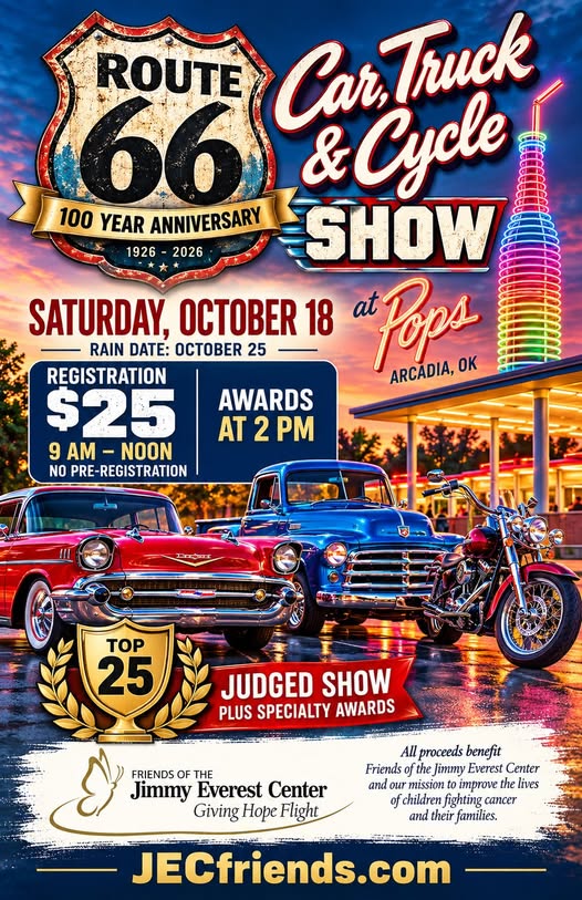Flyer for Route 66 Car, Truck & Cycle Show 100 Year Anniversary