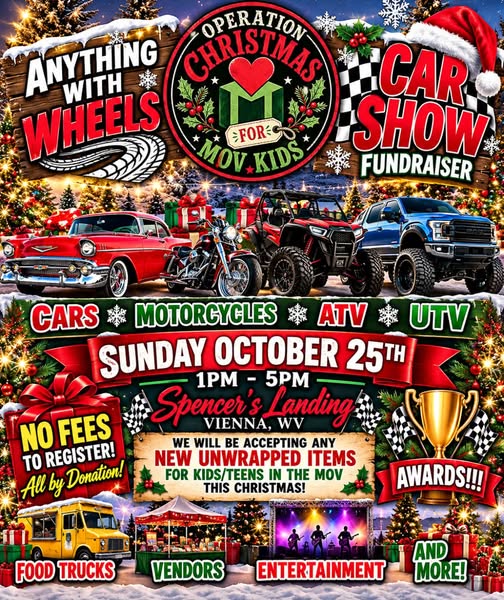 Flyer for Operation Christmas for MOV Kids - Anything with Wheels Car Show Fundraiser