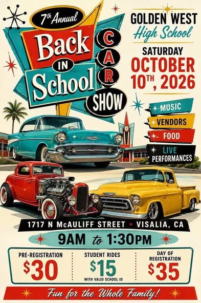 Flyer for 7th Annual Back In Car School Show