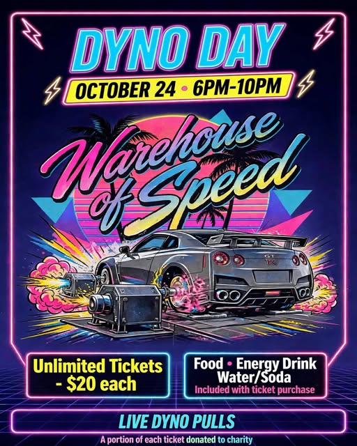 Flyer for DYNO DAY - Warehouse of Speed