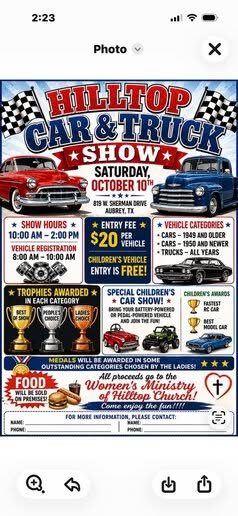 Flyer for Hilltop Car & Truck Show