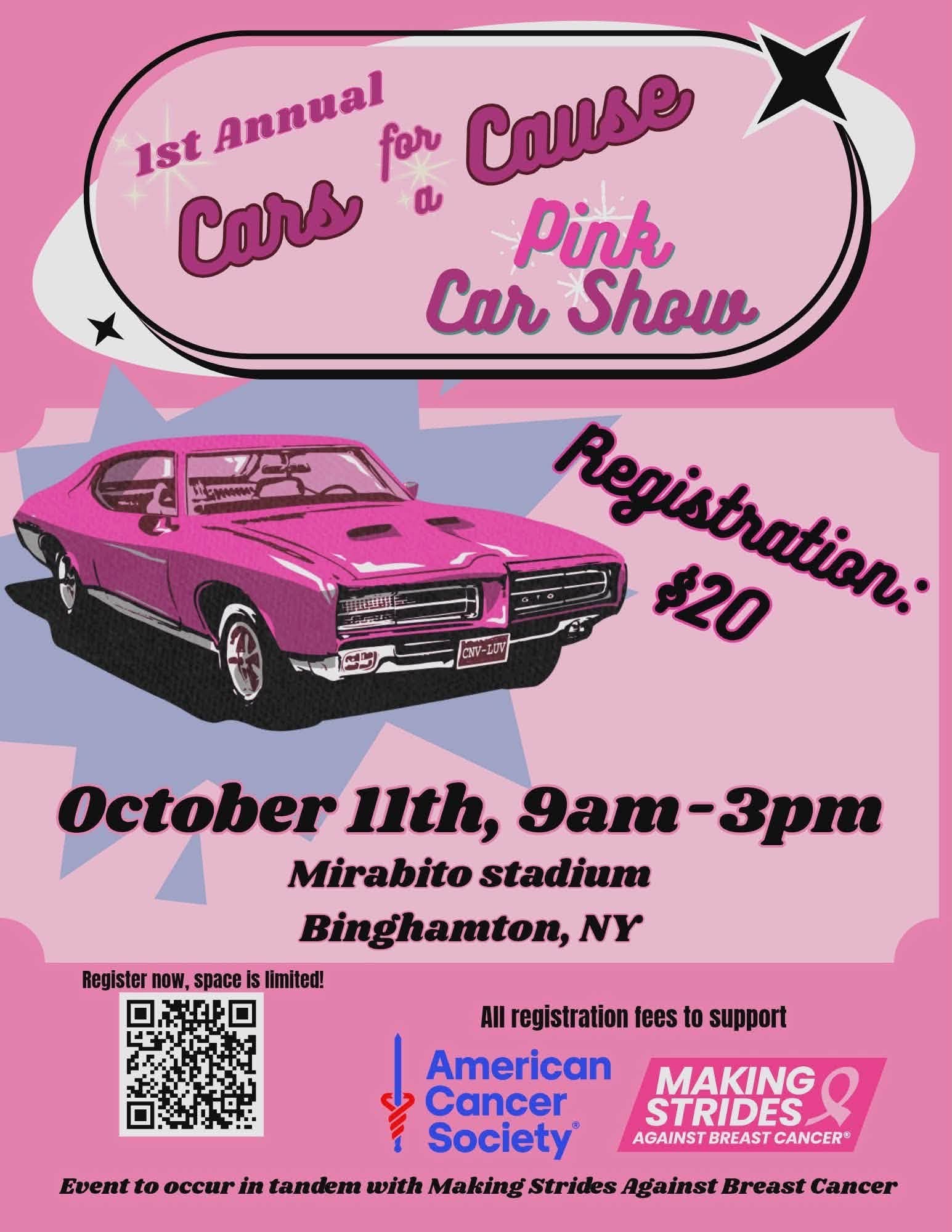 Flyer for 1st Annual Cars for a Cause Pink Car Show
