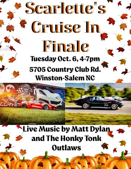 Flyer for Scarlette's Cruise In Finale