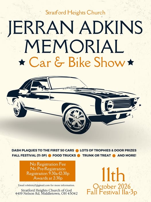 Flyer for Jerran Adkins Memorial Car & Bike Show
