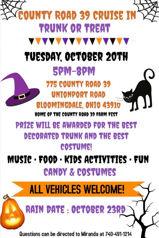 Flyer for County Road 39 Cruise In Trunk or Treat