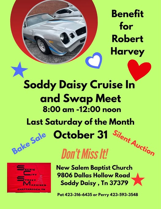 Flyer for Soddy Daisy Cruise In and Swap Meet