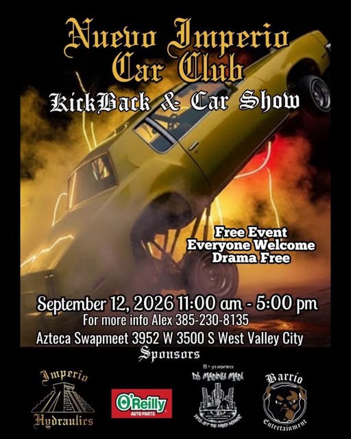 Flyer for Nuevo Imperia Car Club KickBack & Car Show