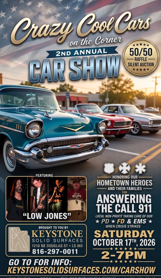 Flyer for Crazy Cool Cars on the Corner 2nd Annual Car Show