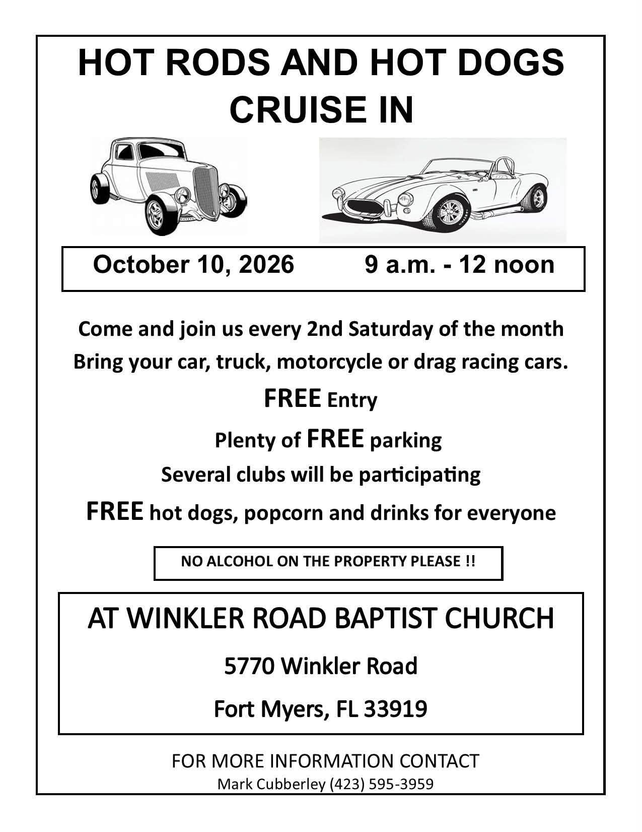 Flyer for Hot Rods and Hot Dogs Cruise In