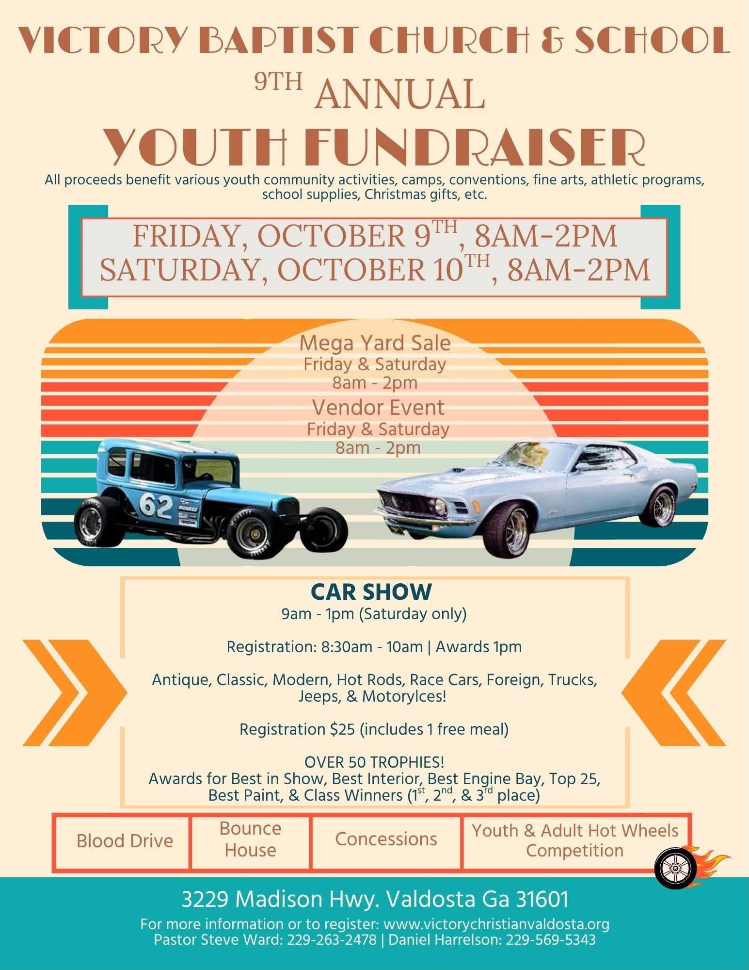 Flyer for Victory Baptist Church & School 9th Annual Youth Fundraiser