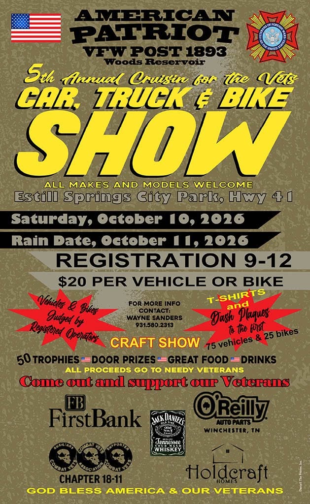 Flyer for 5th Annual Cruisin for the Vets Car, Truck & Bike Show