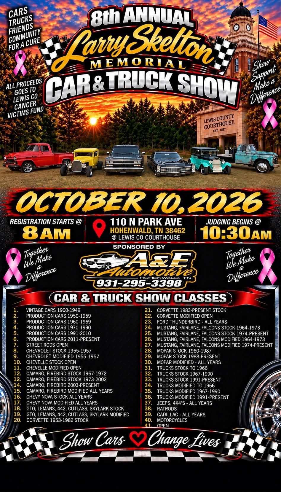 Flyer for 8th Annual Larry Skelton Memorial Car & Truck Show