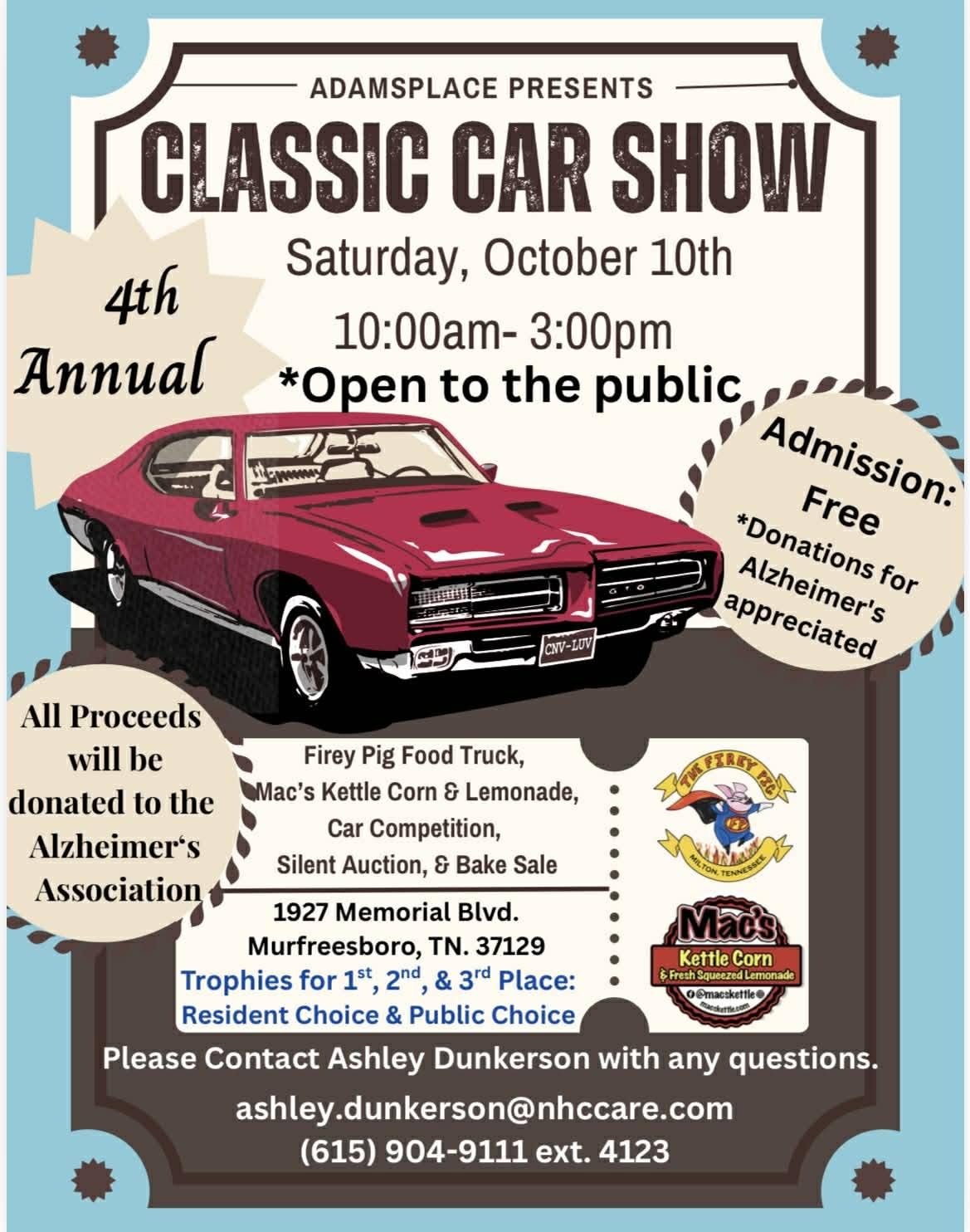 Flyer for Classic Car Show