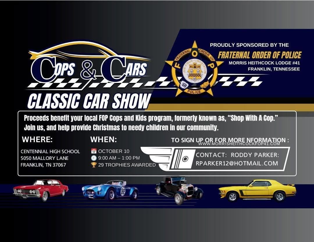 Flyer for Cops & Cars Classic Car Show