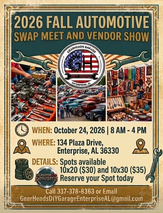 Flyer for 2026 Fall Automotive Swap Meet and Vendor Show