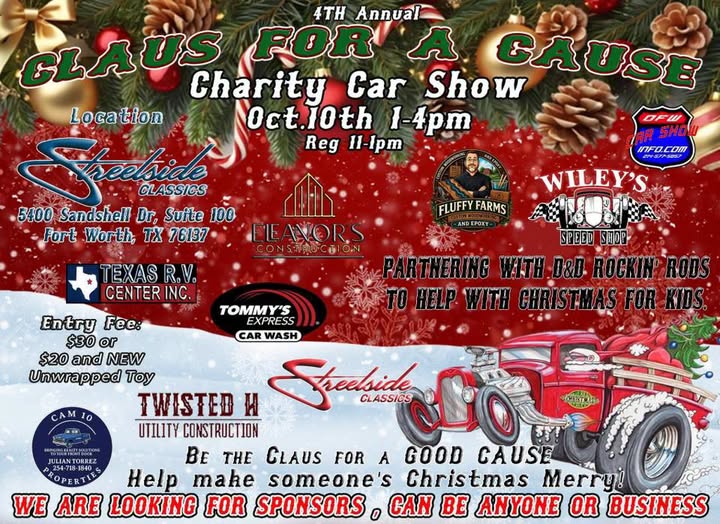 Flyer for 4th Annual Claus For A Cause Charity Car Show