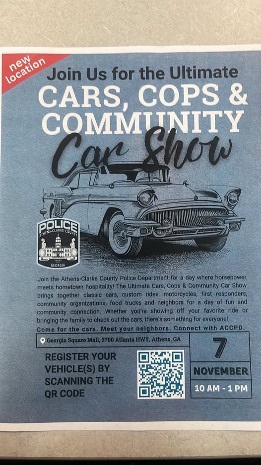 Flyer for Cars, Cops & Community Car Show