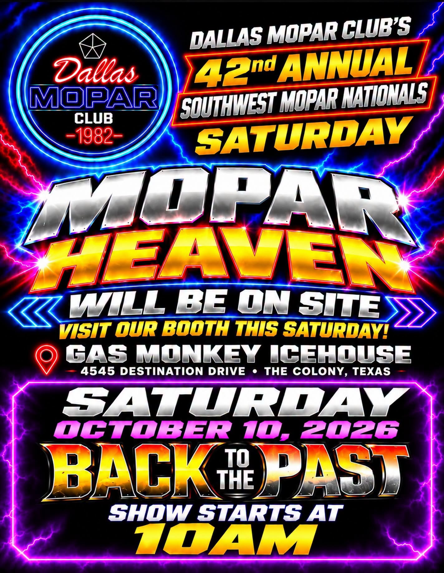 Flyer for Dallas Mopar Club's 42nd Annual Southwest Mopar Nationals
