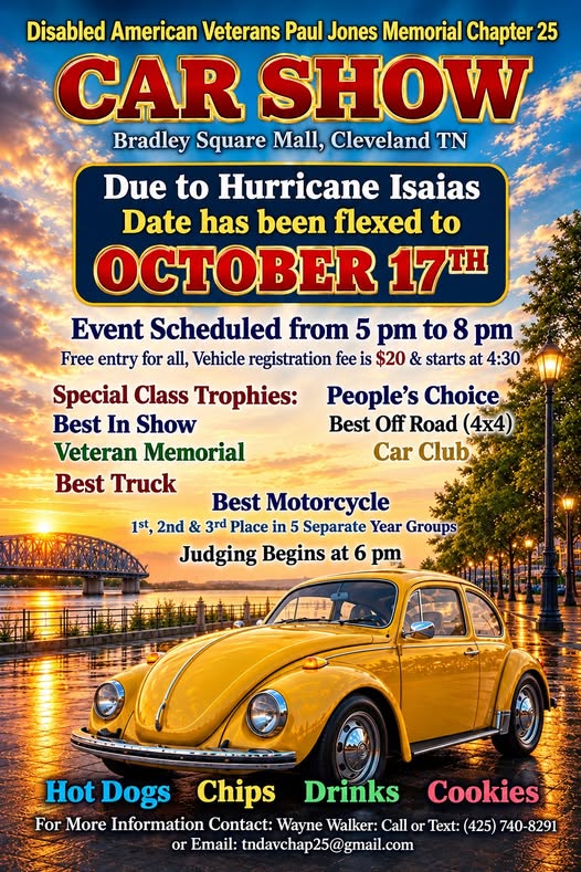 Flyer for Disabled American Veterans Paul Jones Memorial Chapter 25 Car Show