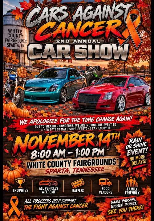 Flyer for Cars Against Cancer 2nd Annual Car Show
