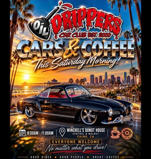 Flyer for Oil Drippers Car Club Cars & Coffee