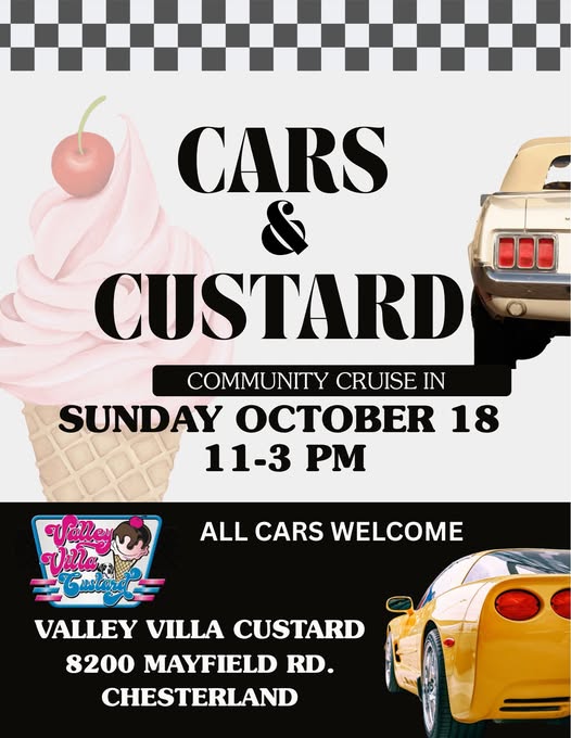 Flyer for Cars & Custard Community Cruise