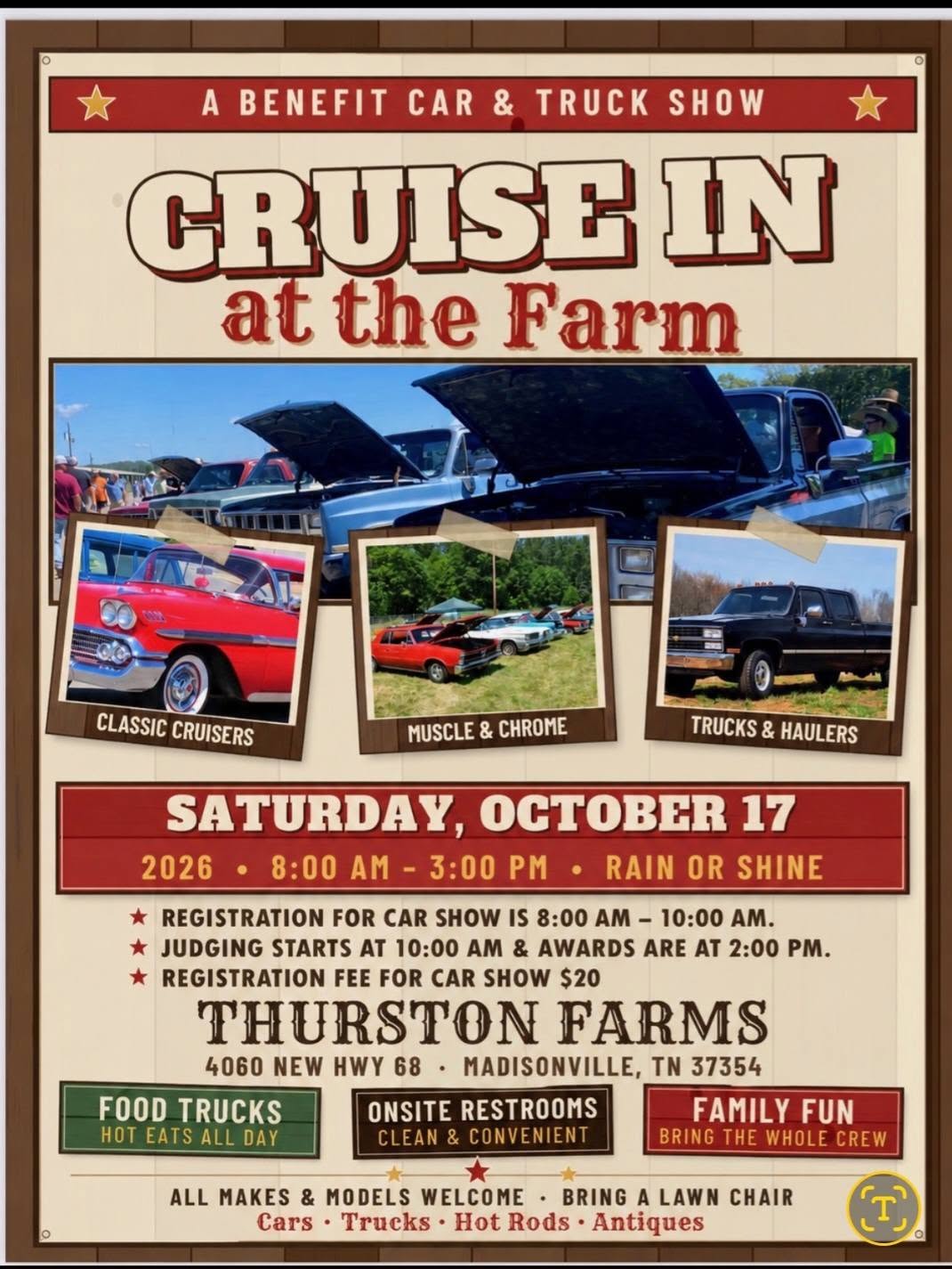 Flyer for Cruisin at the Farm