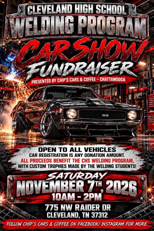 Flyer for Cleveland High School Welding Program Car Show Fundraiser