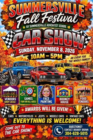 Flyer for Summersville Fall Festival Car Show