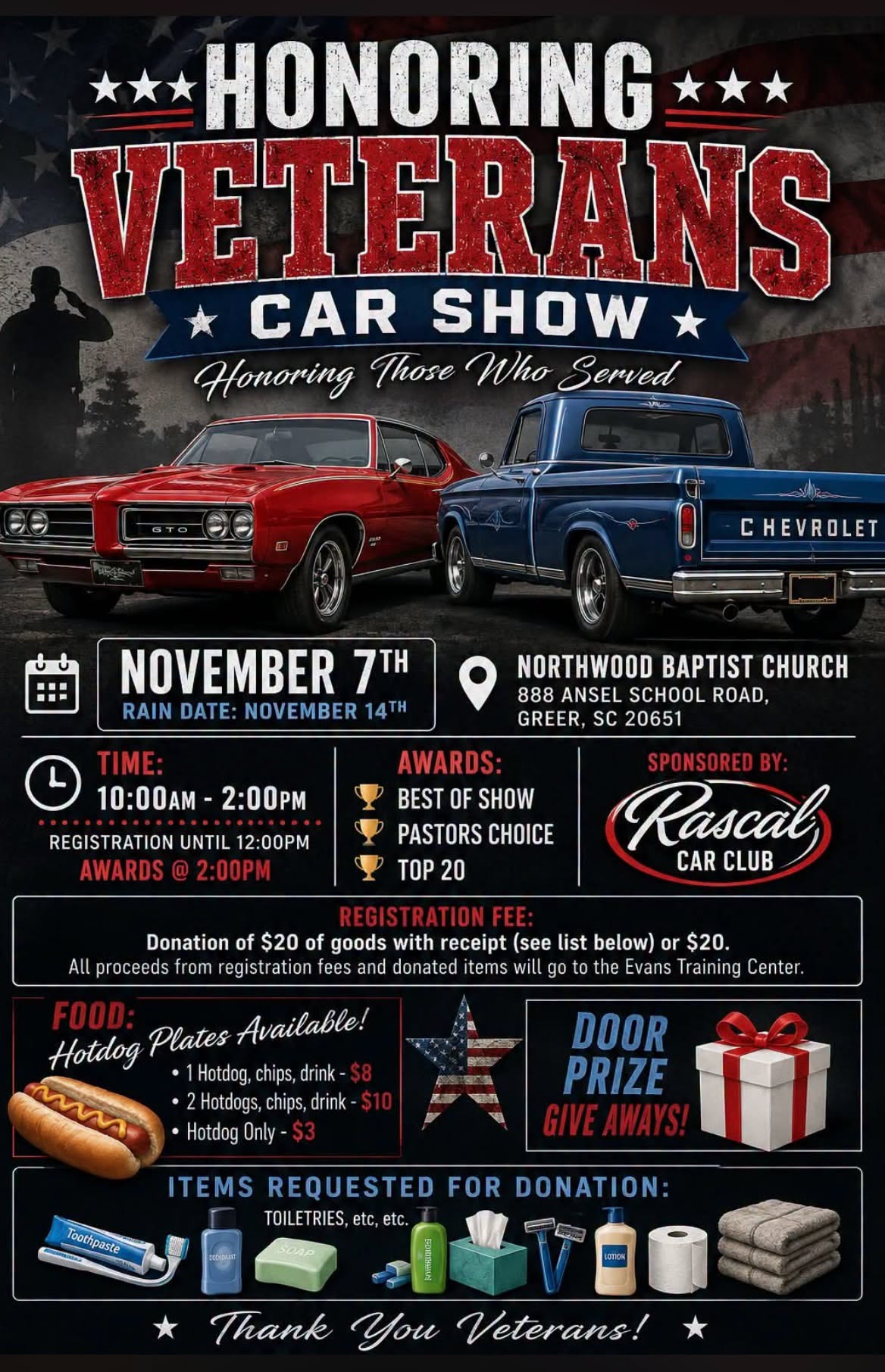 Flyer for Honoring Veterans Car Show