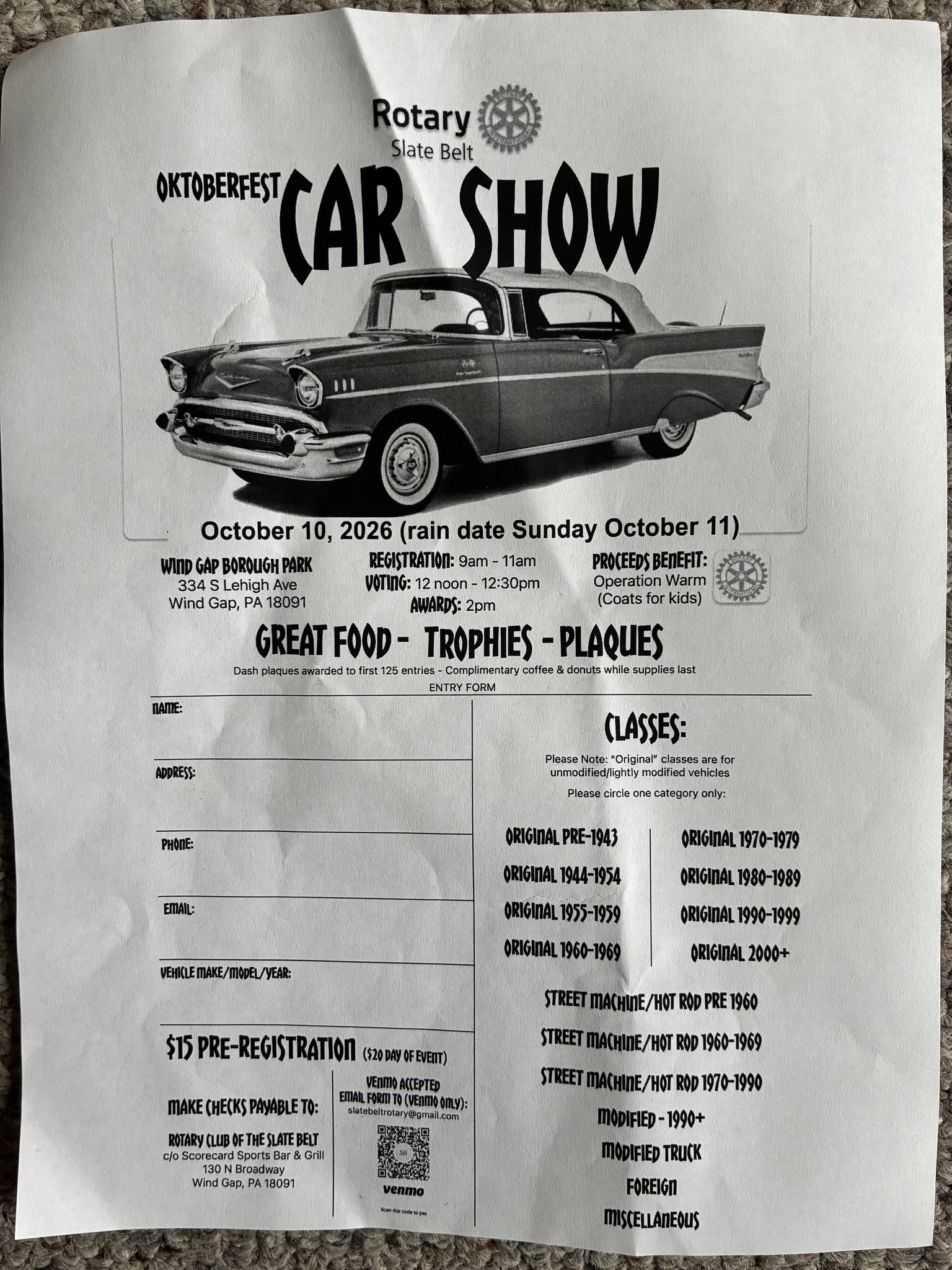 Flyer for Oktoberfest Car Show