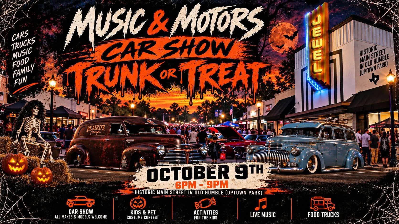 Flyer for Music & Motors Car Show Trunk or Treat