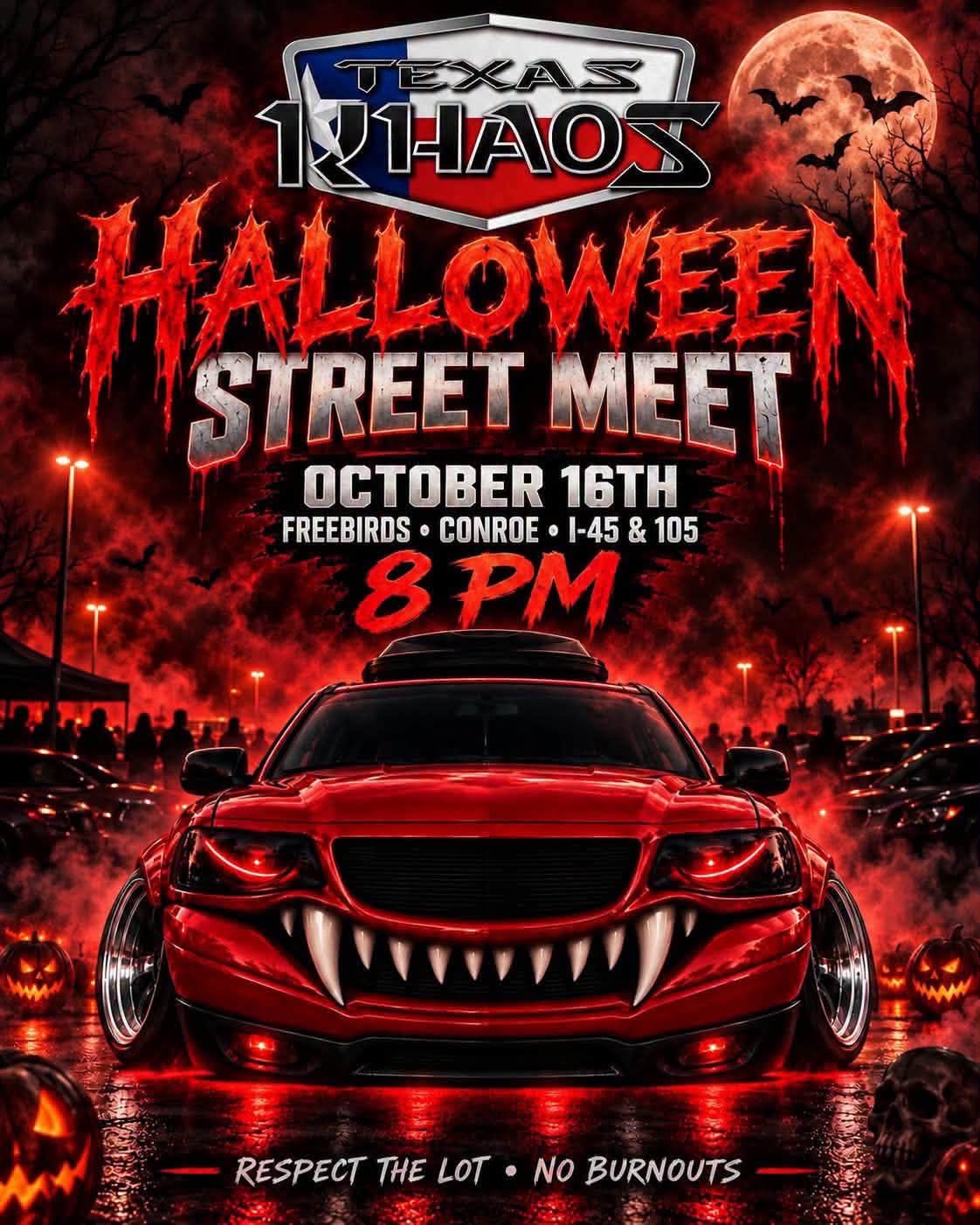 Flyer for Texas Chaos Halloween Street Meet