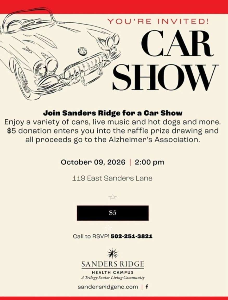 Flyer for Sanders Ridge Car Show
