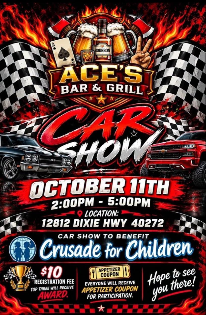 Flyer for Ace's Bar & Grill Car Show