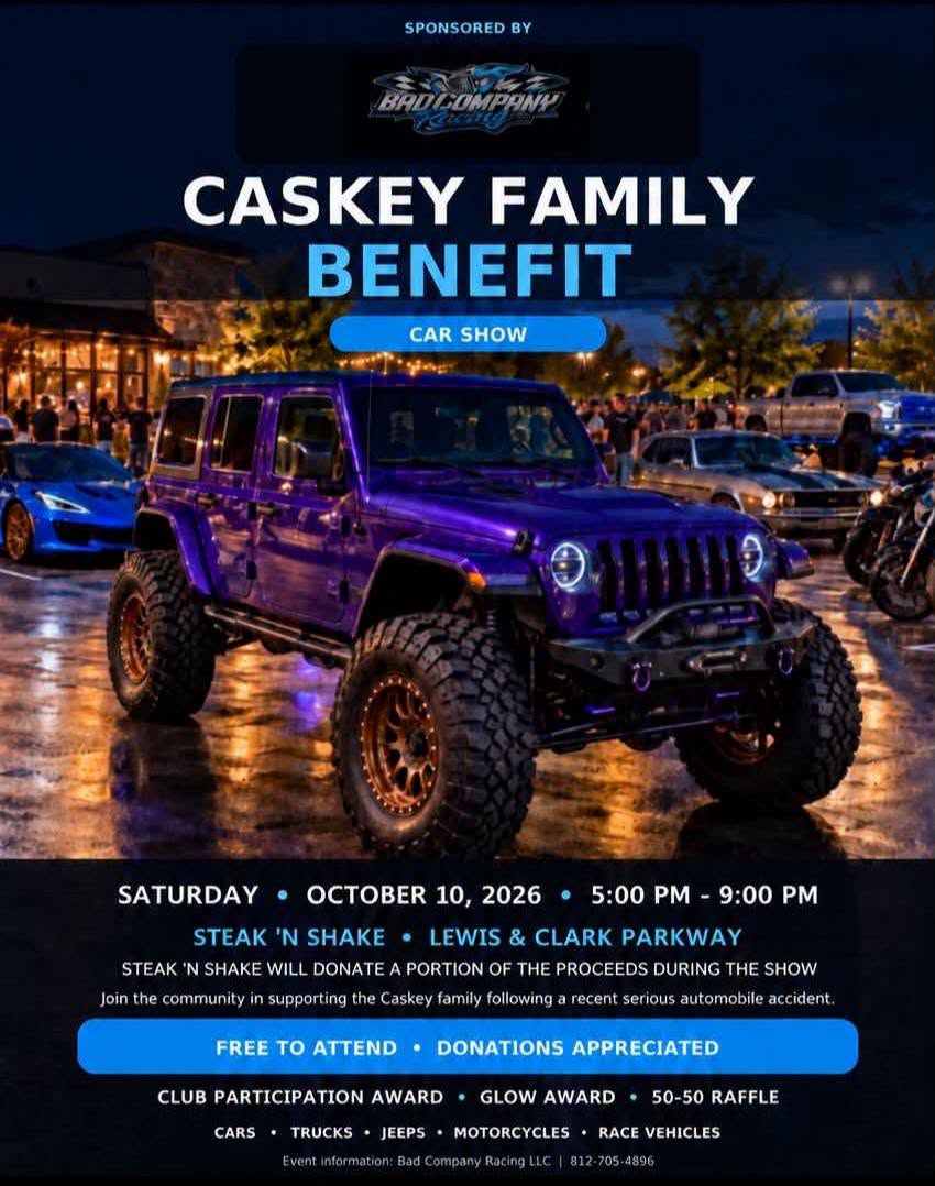 Flyer for Caskey Family Benefit Car Show