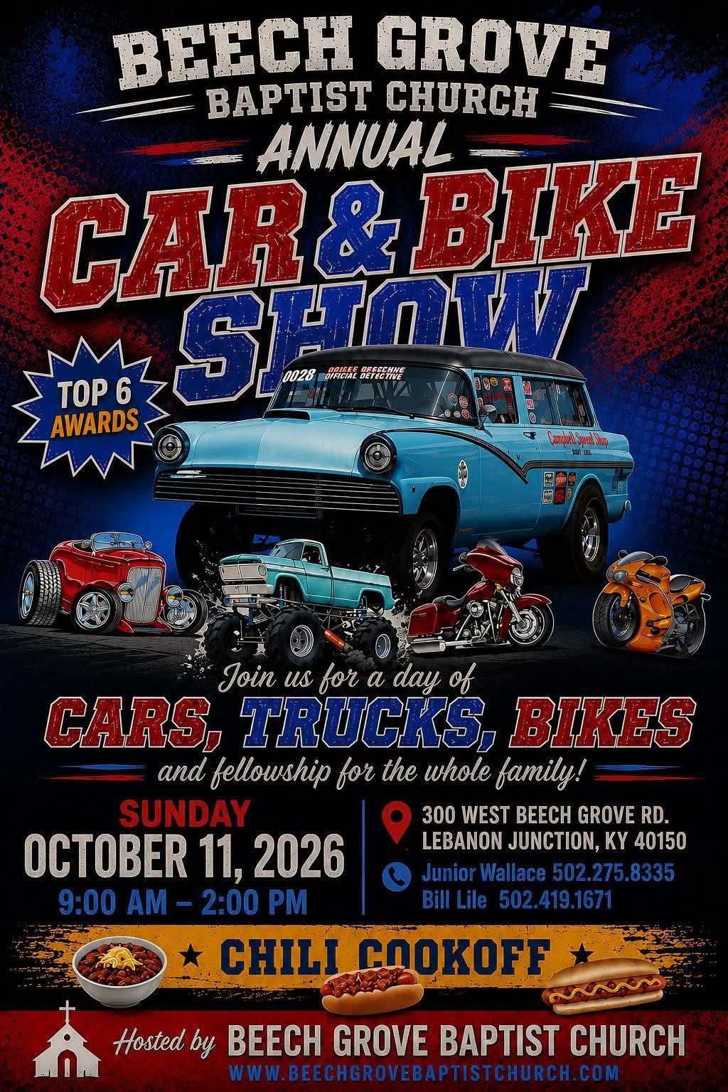 Flyer for Beech Grove Baptist Church Annual Car & Bike Show