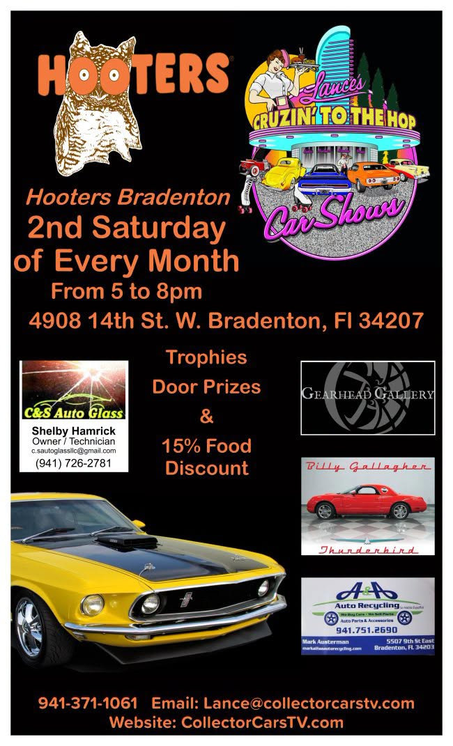 Flyer for Hooters Bradenton - Lawless Cruzin to the Hop Car Show