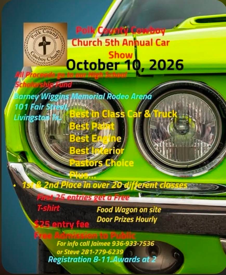 Flyer for Polk County Cowboy Church 5th Annual Car Show