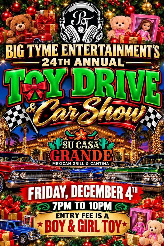 Flyer for Big Tyme Entertainment's 24th Annual Toy Drive & Car Show