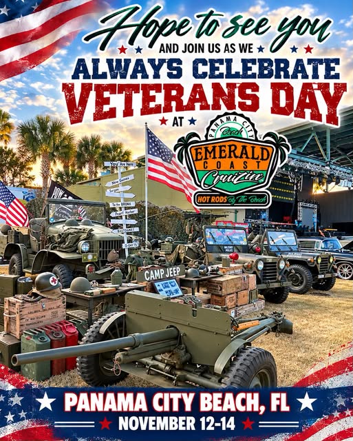 Flyer for Emerald Coast Cruizers Veterans Day Celebration