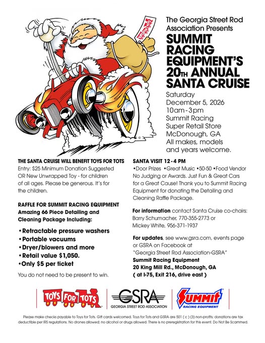 Flyer for Summit Racing Equipment's 20th Annual Santa Cruise