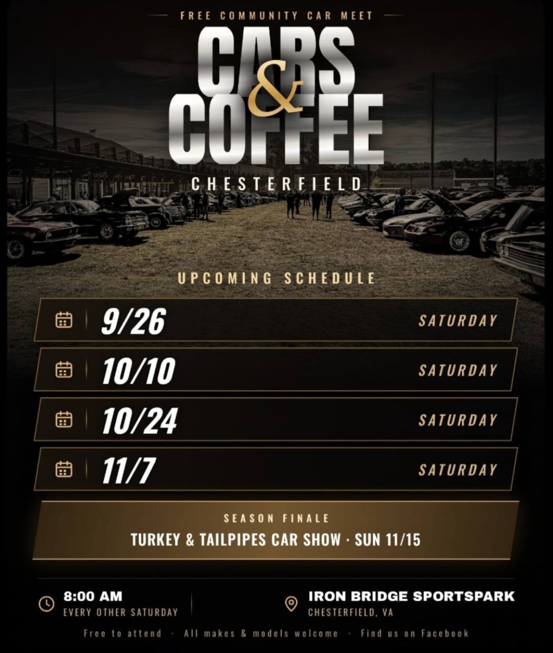 Flyer for Cars & Coffee Chesterfield