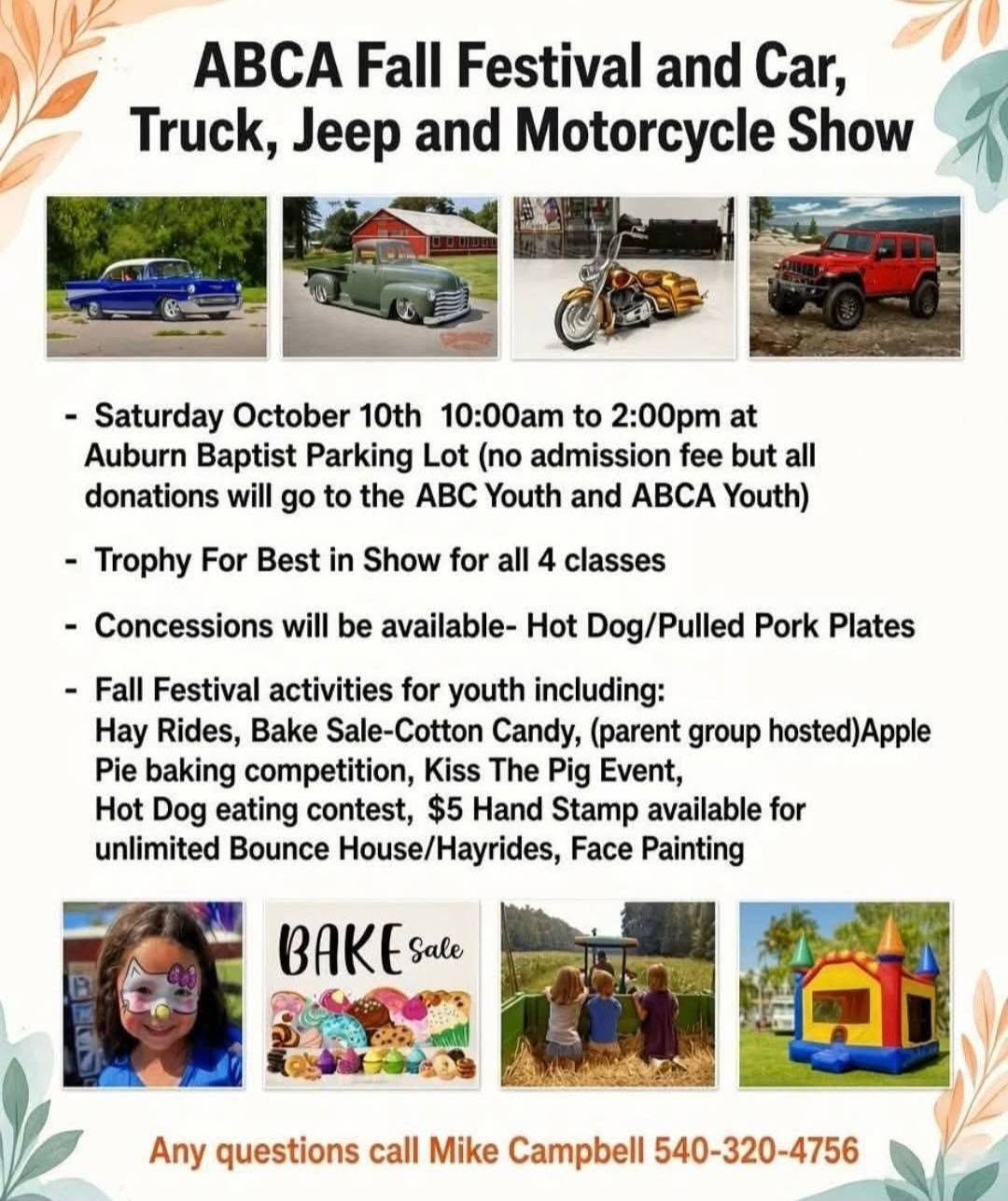 Flyer for ABCA Fall Festival and Car, Truck, Jeep and Motorcycle Show