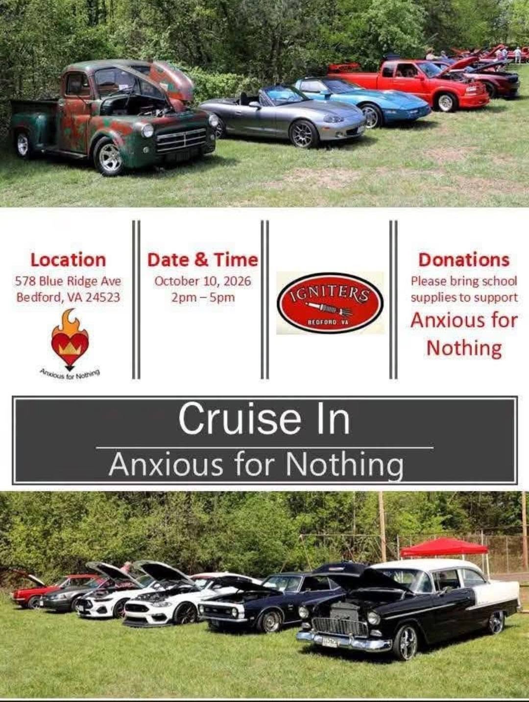 Flyer for Cruise In - Anxious for Nothing