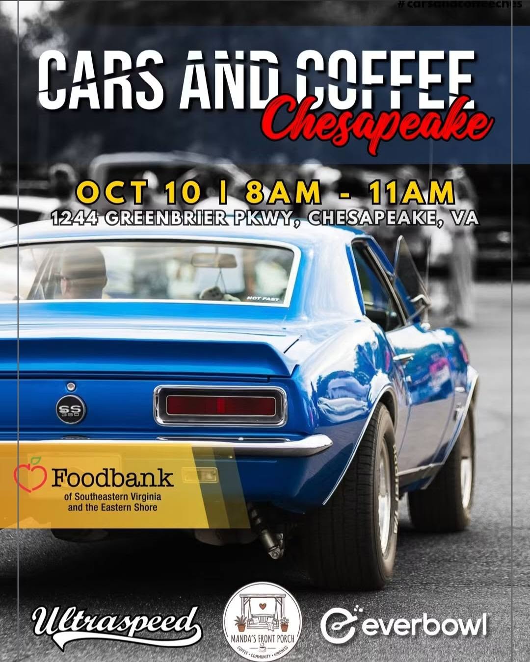Flyer for Cars and Coffee Chesapeake