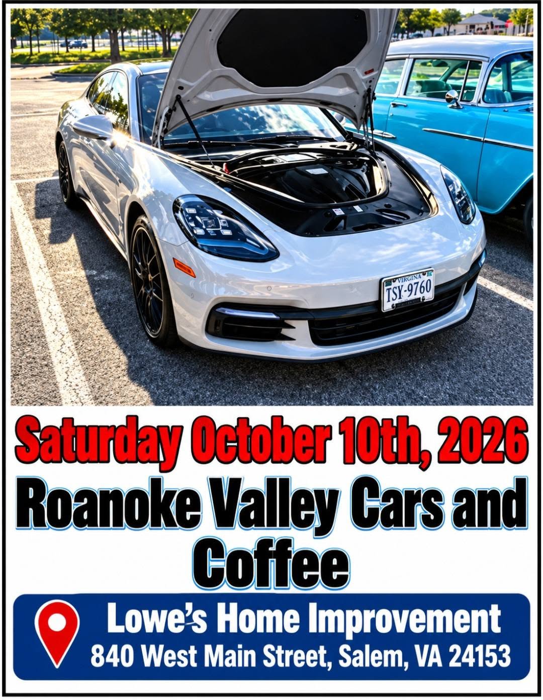 Flyer for Roanoke Valley Cars and Coffee