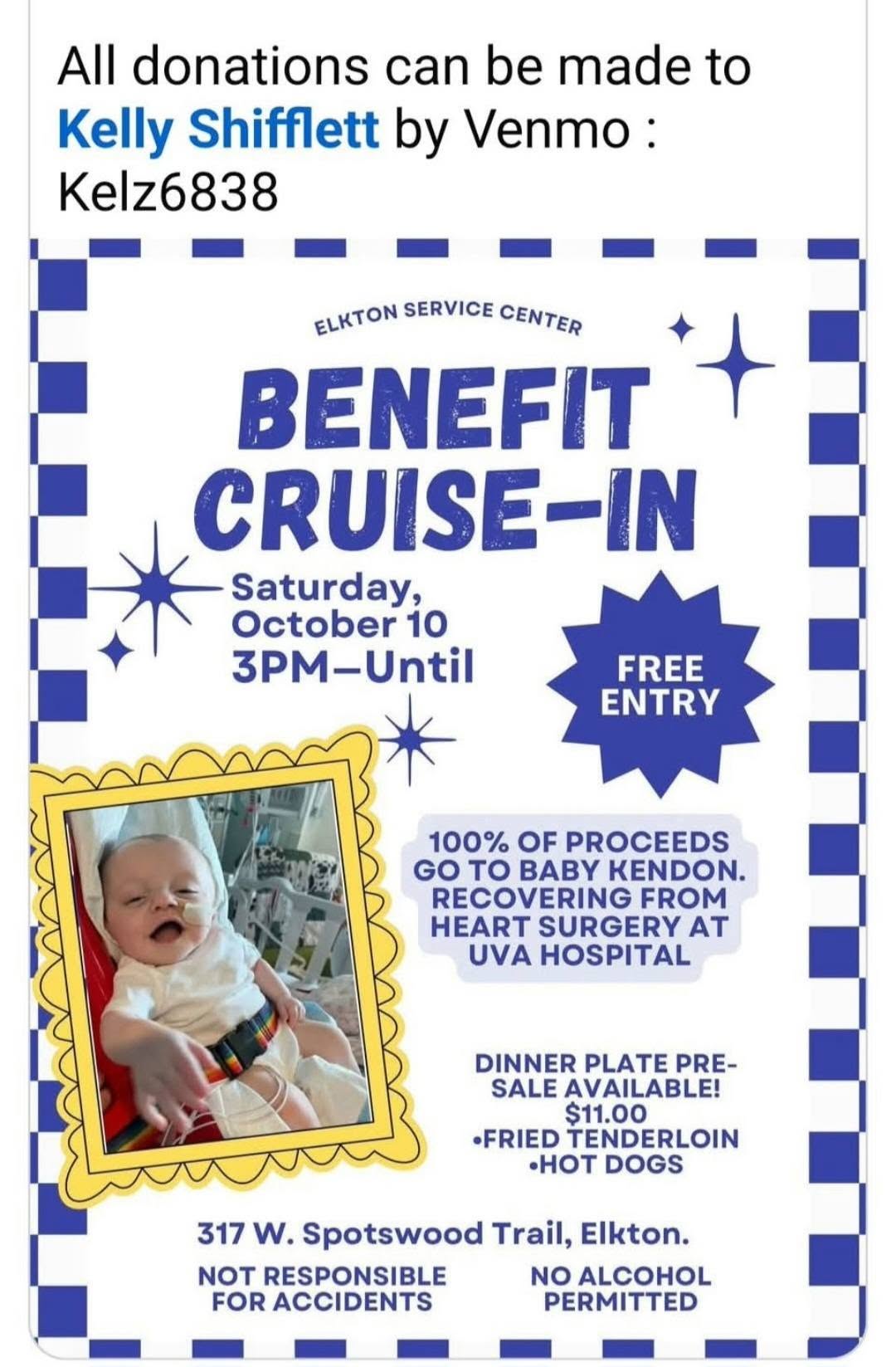 Flyer for Elkton Service Center Benefit Cruise-In